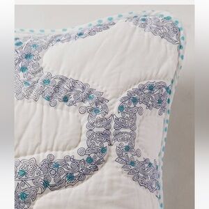 Anthropologie Euro Sham DOTTED TRELLIS Pillow Floral Polka Dots Teal Quilted NWT